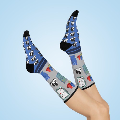 Air Hockey Socks Pucks Goals Unisex Mid Calf Crew Stretchy Colorful ORIGINAL - Picture 7 of 7