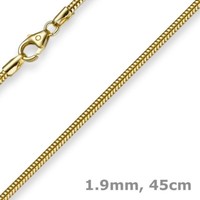 1,9Mm Kette Collier Schlangenkette Aus 585 Gold Gelbgold, 45Cm, Damen, Goldkette