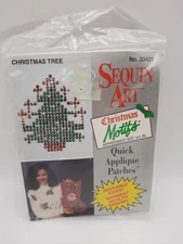 Sequin Art Christmas Quick Applique Patches 33421 Christmas Tree Sealed NOS