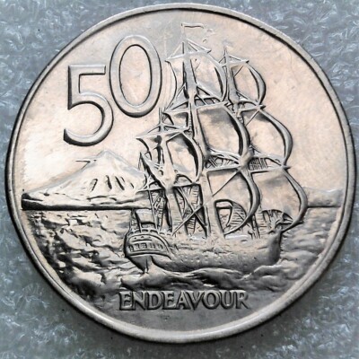 1973 New Zealand 50 Cent Coin HMS ENDEAVOUR | eBay