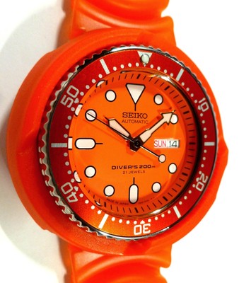 seiko diver orange dial automatic mens watch skx011j1