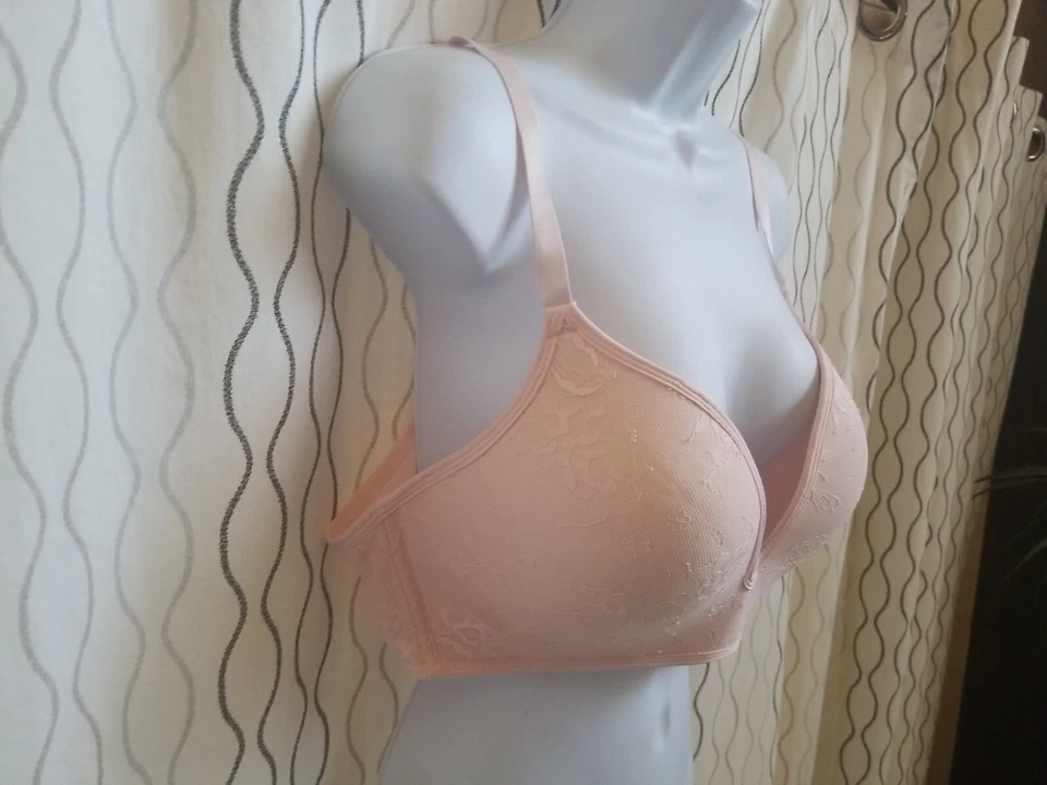 Sutiã feminino formato figura completa sutiã balconette renda rosa claro tamanho 44 C - Imagem 3 de 4