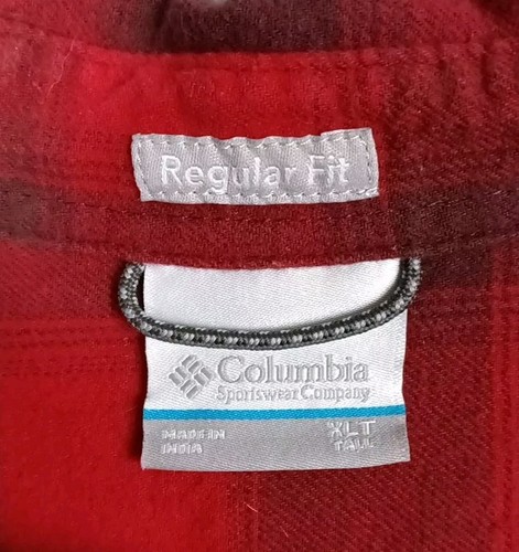 Columbia Red And Black Plaid Button Up Western Flannel Relaxed Shirt Sz XL Tall - Picture 3 of 13