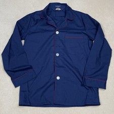 Vintage 70s TownCraft JC Penney Pajama Shirt Solid Navy Contrast Binding Pocket