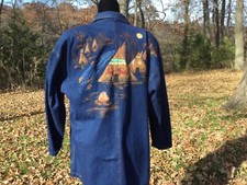 Vintage Hand Painted Denim Jacket Native American Southwestern Size Large