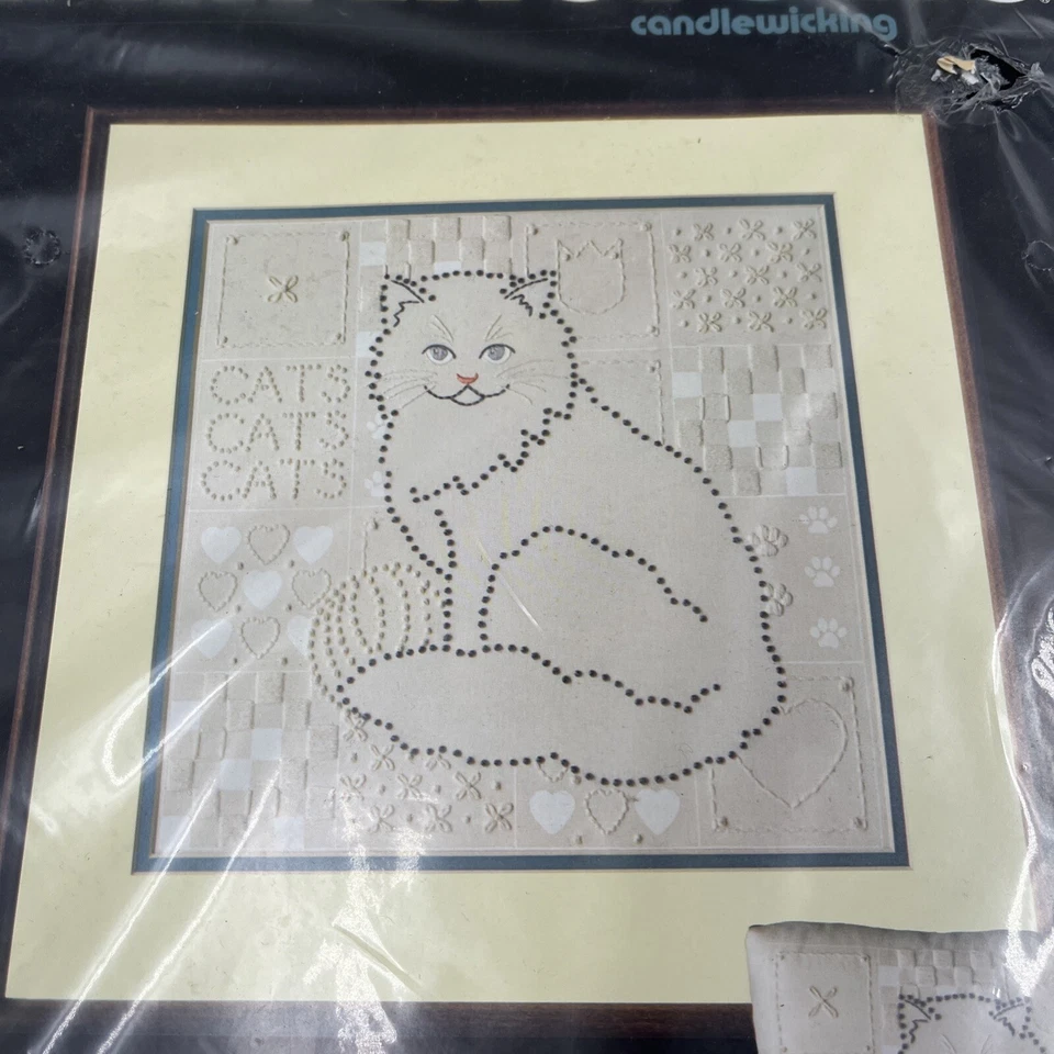 VTG 1984 Dimensions Country Cat Patchwork Candlewick Kit #4121 Rare - Image 3 of 4