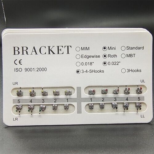 1-1000Sets Dental Orthodontic Metal Brackets Mini Roth 022 345 hooks Mesh Base - Picture 8 of 11