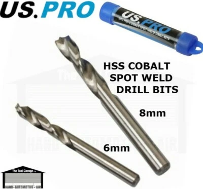 US PRO Tools 2pc Hss Cobalt Spot Weld Drill Bit Set 6 - 8mm, Cutter Remover 2624