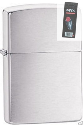 Zippo 200 brushed chrome Lighter + FLINT PACK
