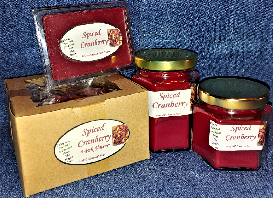 Hand Poured Fall Autumn Scents Soy Candles, Tarts & Votives - Spiced Cranberry