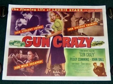 GUN CRAZY 1950 ORIGINAL HALF SHEET MOVIE POSTER PEGGY CUMMINS FILM NOIR
