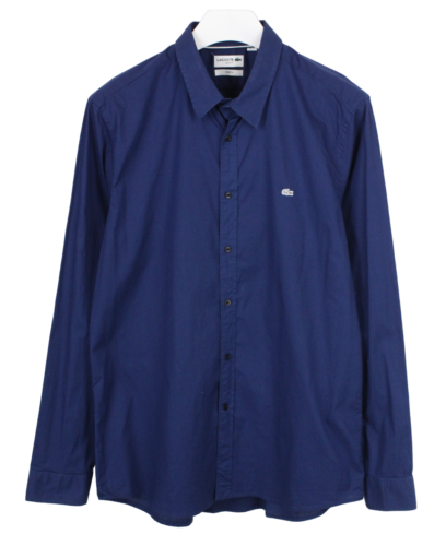 LACOSTE Slim Fit Stretch Shirt Men's 46 / 18 Button Up Spread Collar Blue Casual - Zdjęcie 1 z 9