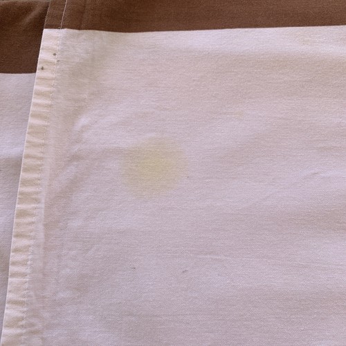 VTG Tablecloth Geometric Color Blocks Mod 1970s Cotton Brown Tan White 84x89 - Picture 8 of 10