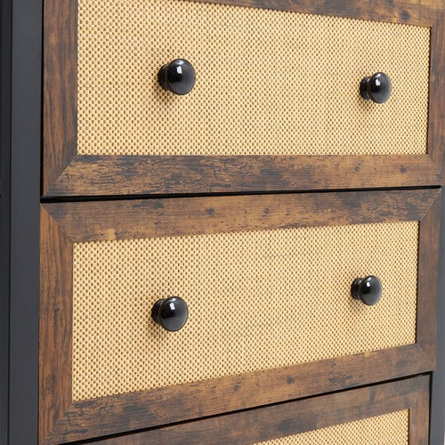 3/4/5 Drawers Storage Cabinet Rattan Chest Of Drawer Bedroom Dresser Metal Frame - Picture 11 of 15