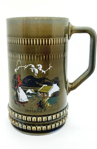 Vintage Irish Pottery Porcelain Mug Tankard Large Ireland
