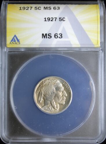 1927 BUFFALO NICKEL ANACS MS 63 (2431011) - Picture 1 of 4