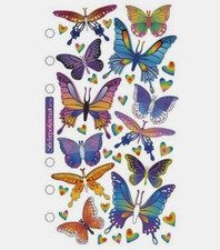 Butterfly Butterflies Foil Metallic Rainbow Hearts Sticko Stickers