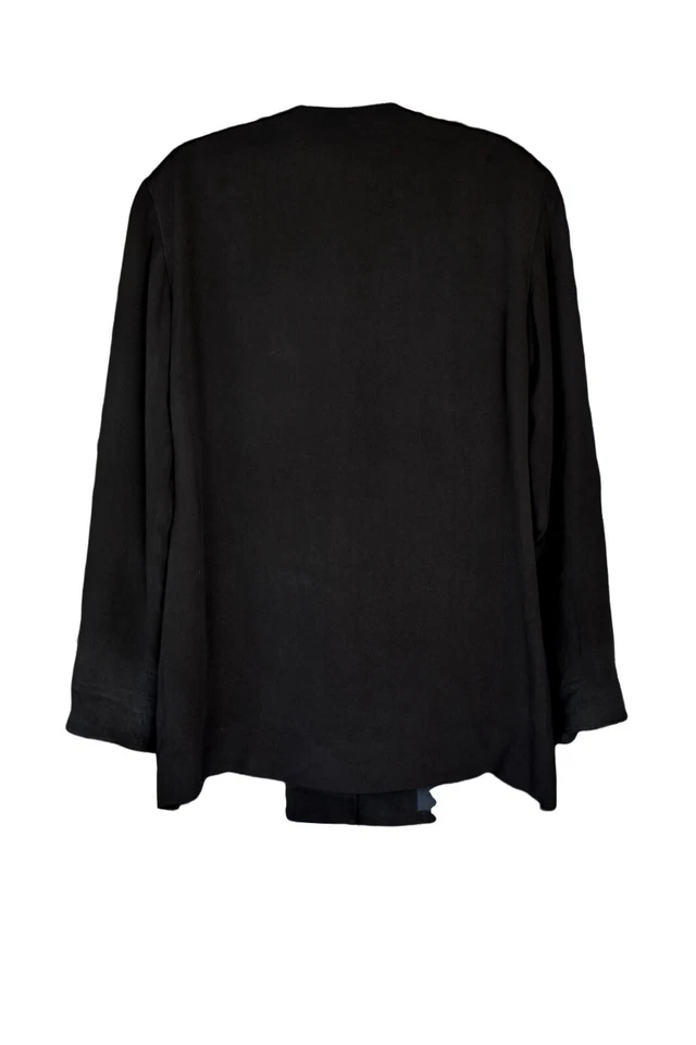 Chaqueta abotonada vintage de seda negra Dana Buchman talla grande para mujer con bolsillos 4 Foto 3 de 4