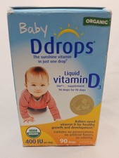 Baby Ddrops Liquid Vitamin D3 400 Iu Dietary Supplement 60 Drops EXP. 03/27