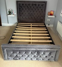 Grey Fabric Headboard Double Bedframe