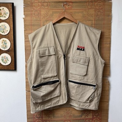 Kodak Max 80s 90s Vintage Photographer Utility Safari Field Work Vest Mens XXL