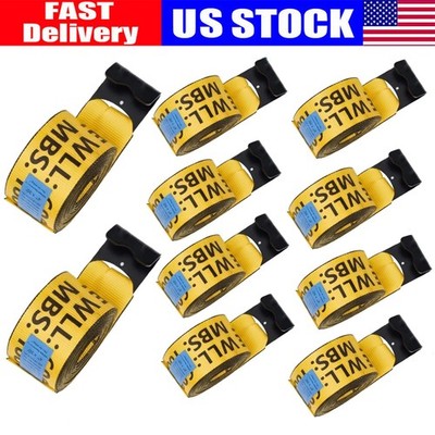 Truck Straps 4''x 30' Winch Straps with Flat Hook for Towing 10 Pack 6000 lbs WLL