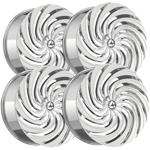 (Set of 4) Azara AZA-535 26x9.5 6x135/6x5.5" +22mm Nano Chrome Wheels Rims