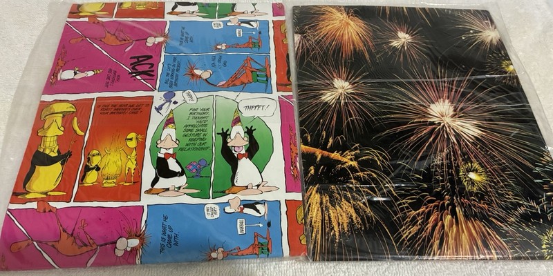 VTG American Greetings Cartoon & Fireworks Gift Wrapping Sheets Sealed