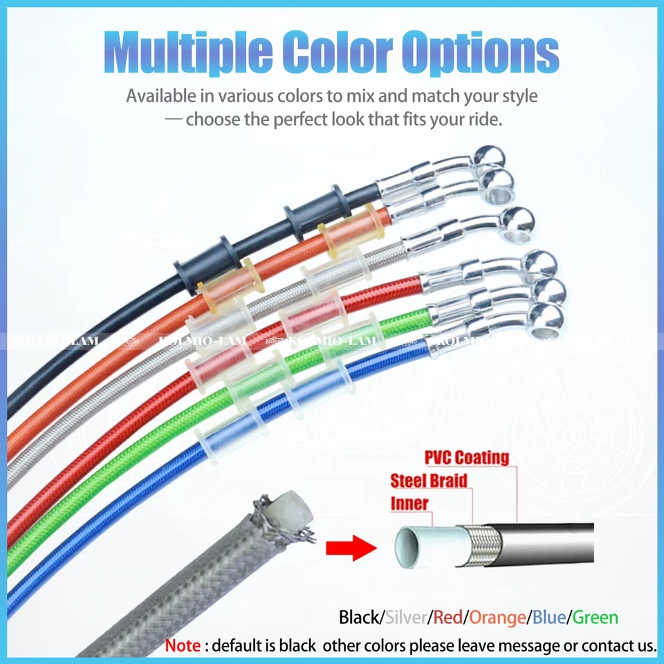 Cable de tubo de manguera de aceite embrague freno acero trenzado M10 28°-28° para motocicleta 60 cm Foto 2 de 4