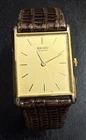 Vtg Seiko Tank Men's Dress Watch Gold Dial Original Leather Band 6530-5079 W1E