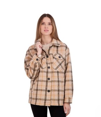 Sebby Junior s Plaid Button Down Jacket NWT Size Med Beige Black