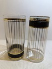 Pair MCM Culver Devon Black 12 Ounce Highball Glasses Barware Gold Black Stripe — photo 4