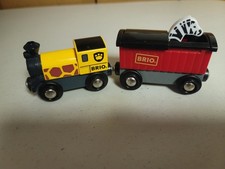 Brio World Wooden Railway Yellow Safari Train  Zebra Train Car VG Condition