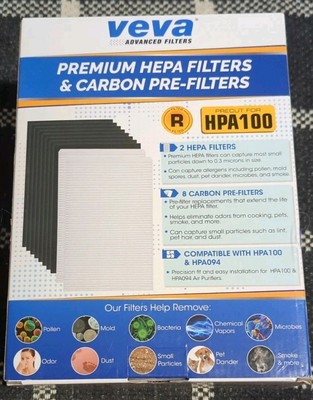 Veva Premium 2 True Filters  HPA100 & HPA094 Pack  plus 8 Carbon Pre Filters