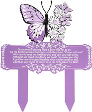Memorial Stakes Grave Decorations for Cemetery Butterfly Metal Waterproof Plaque