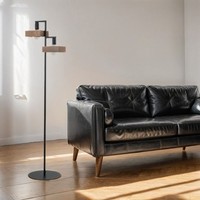 Wohnzimmer Stehlampe Schwarz Metall Holz Lesen 160 Cm Moderne Leuchte Stehend