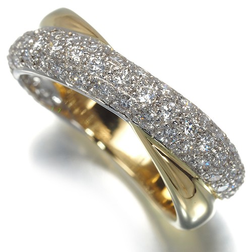 Auth Tiffany&Co. Ring Diamond Dots Twist Paved US7.25 18K YG/Pt 950