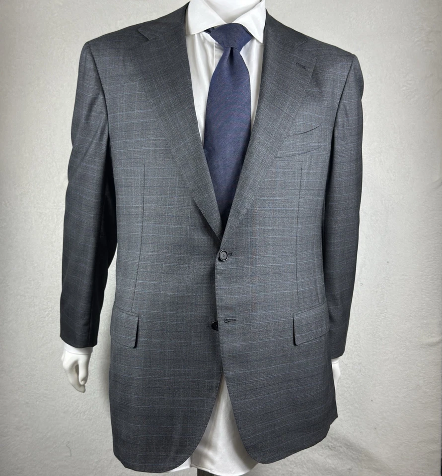 Traje Cesare Attolini Gris y Azul Príncipe de Gales Lana 170’s A Medida 54 44 Nuevo sin Etiquetas Foto 3 de 4
