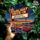 Tin Metal Signs Home Décor Surface, 8-inch Round Vintage Drive-in Movie Theater
