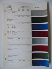 Original Glasurit Porsche Paint Chips Sheet - 1968-1970