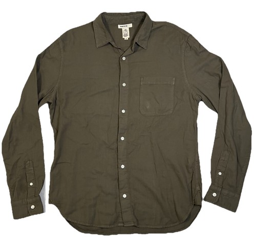 Camisa Hiroshi Kato Para Hombre Grande LS The Ripper Verde Militar Hecha en EE. UU. Algodón Nueva