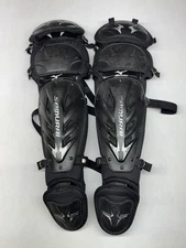 Mizuno Samurai Baseball Catchers Gear Adult 15.5” Shin Guards Black - READ