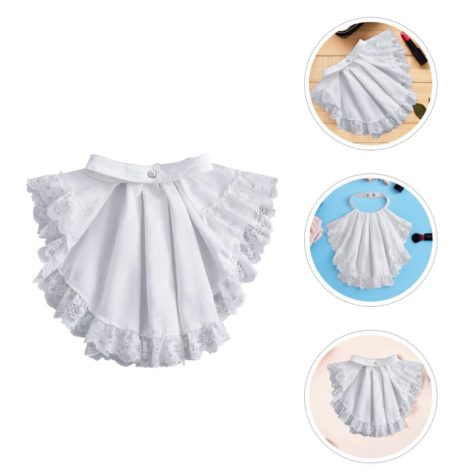  Pajarita retro bufanda elegante chifón cuello con volantes falso para niña Foto 4 de 4