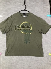 Harley-Davidson Shirt Mens 2XL Olive Green Las Vegas Biker Bull Bar Shield Tee