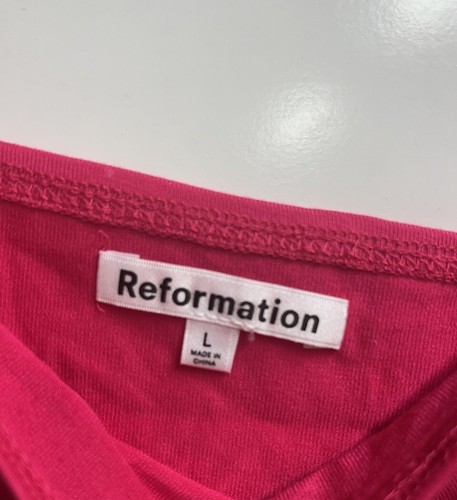 Reformation Rika Two-Piece Crop Top & Wrap Skirt Set in Corvette Pink Large New - Picture 5 of 8