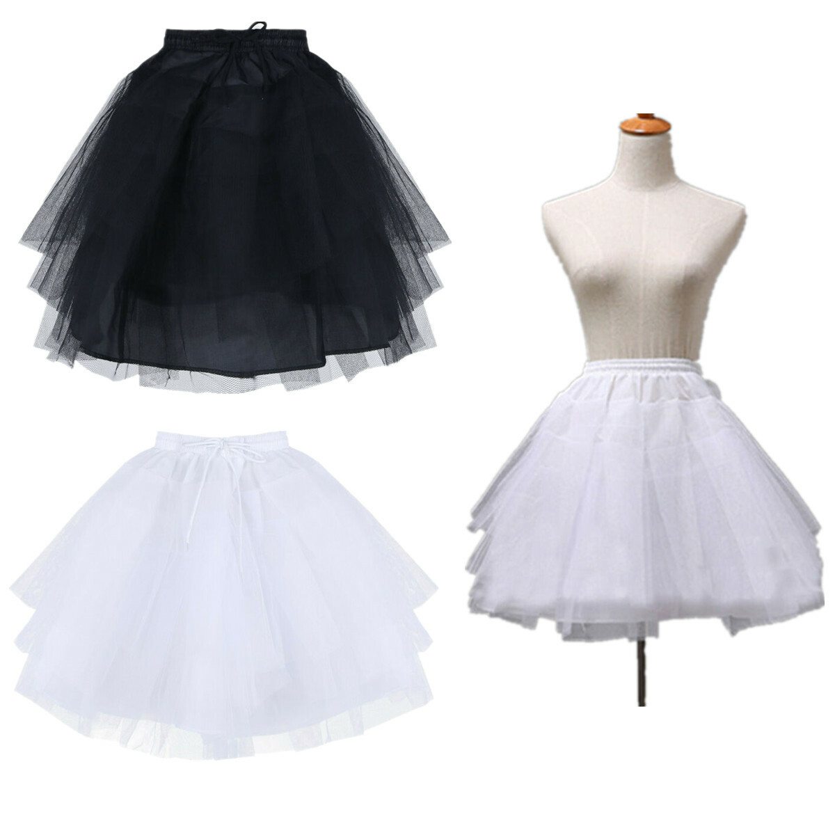 children petticoat party dress Landzoo Children 3 Hoops Petticoat Girls Petticoats Under 4 14 Years Girls Form Dress Basic Versatile Unique Clothes Dress UP Party