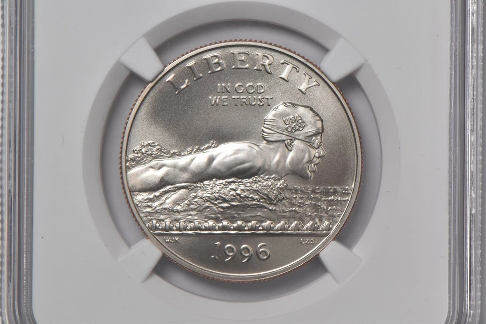 1996 S MS70 Olympics - Swimming Commemorative Half Dollar NGC Brown Label - Image 3 of 4