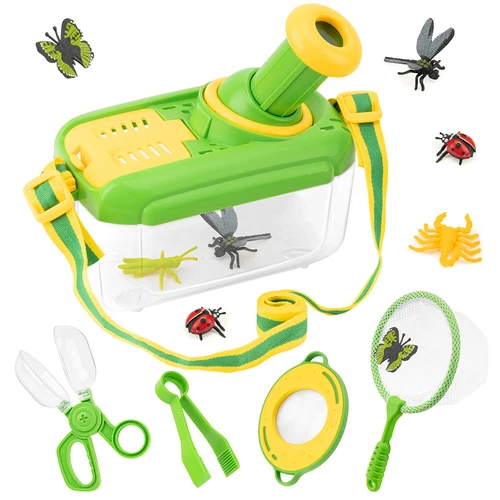 Forscherset für Kinder, Entdecker mit Beobachtungsbox,Lupenglas,Insektenfänger