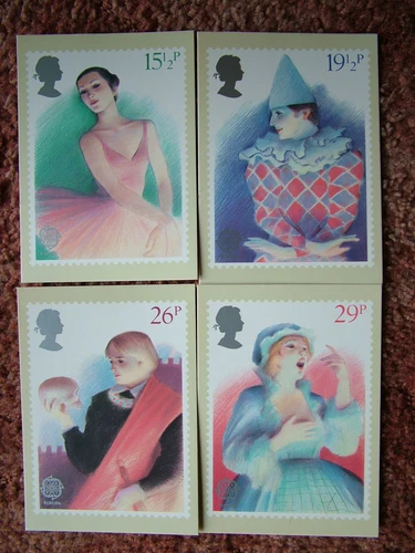 PHQ Card set FDI Back No 59 British Theatre, 1982. 4 card set.  Mint Condition.