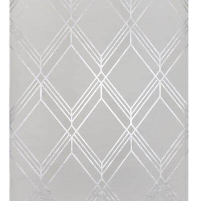 Brooklyn Diamond light gray off white silver metallic trellis line geo Wallpaper